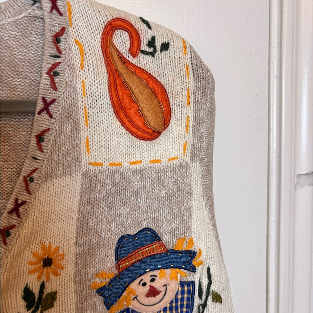 Vintage Bobbie Brooks Fall Harvest Thanksgiving Sweater Vest Cottagecore 22W/24W - Picture 6 of 10